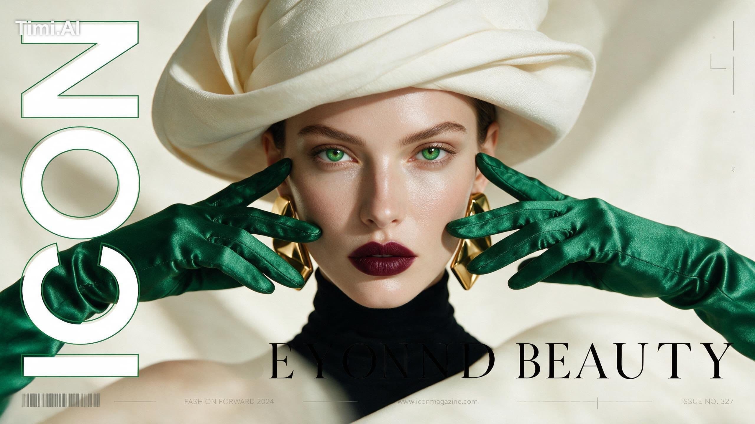 Ultra-realistic high-fashion editorial magazine cover featur
