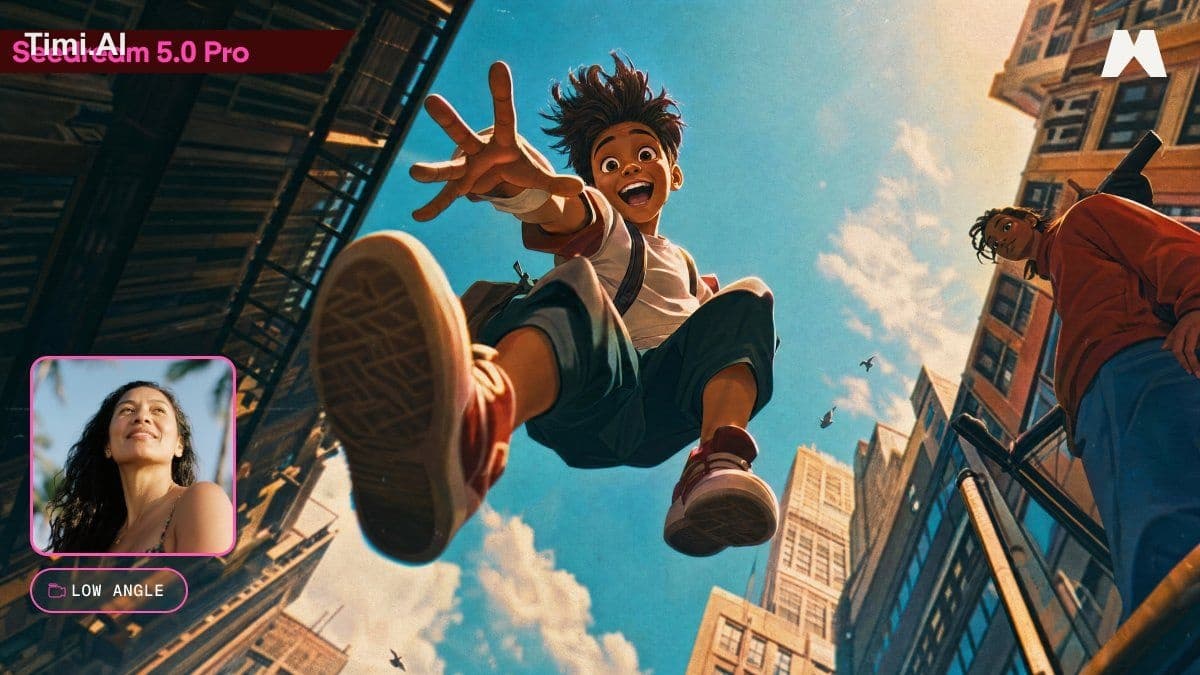 Stylized 3D animation with anime influence, an ecstatic youn