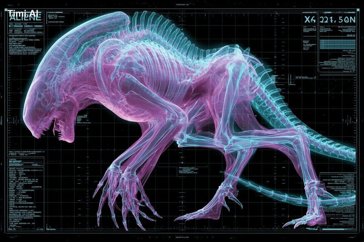 An X-ray scan of a [Subject], bones and internal structures 