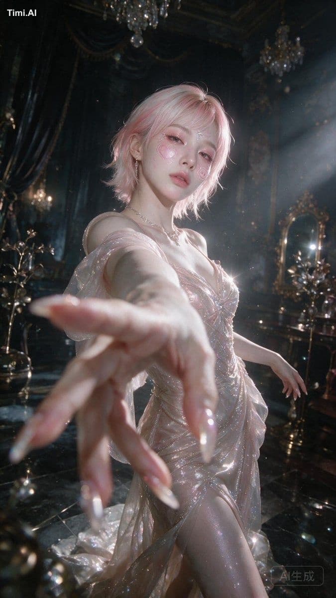 This is a highly photorealistic, high-fashion full-body port