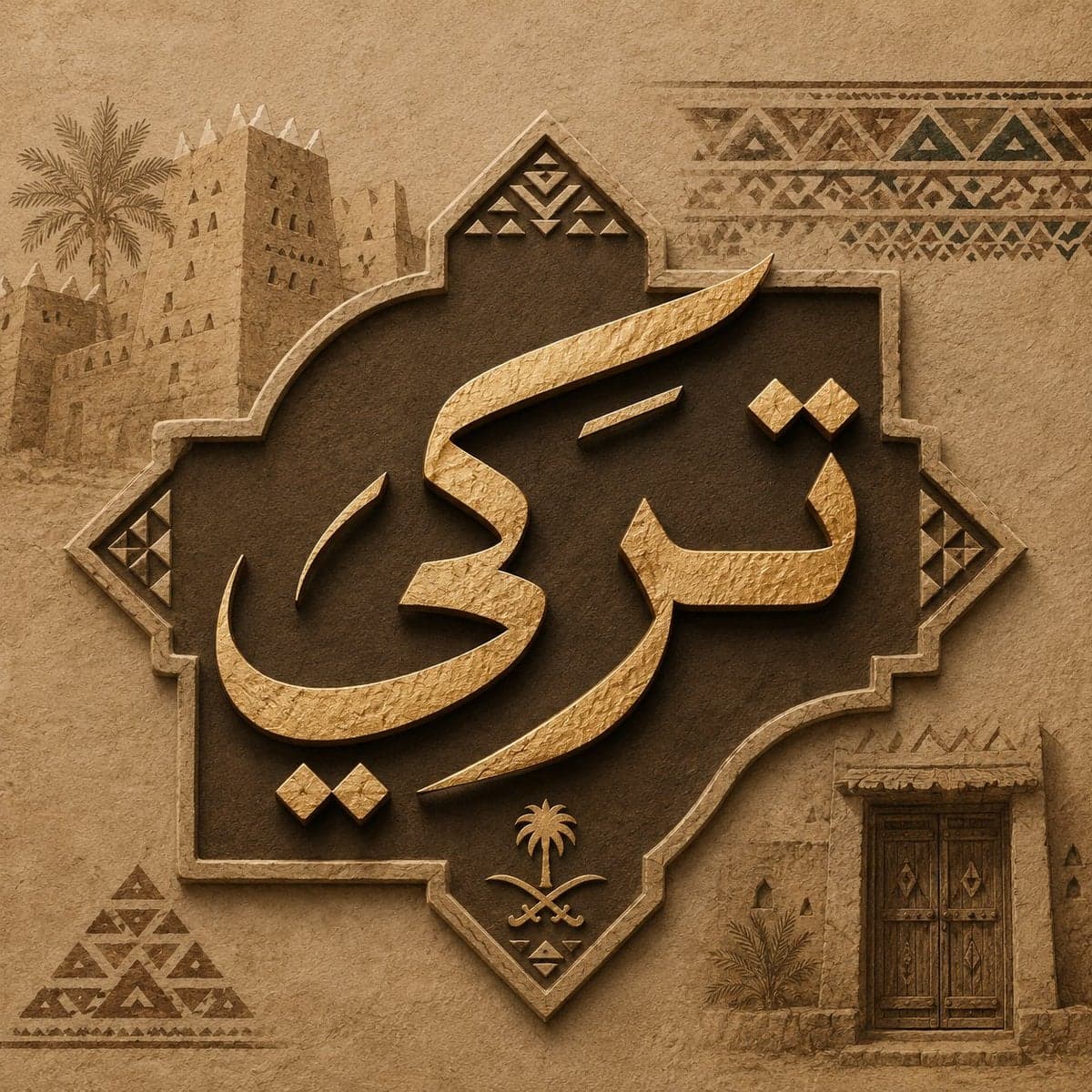 Create a premium Arabic calligraphy artwork featuring the na