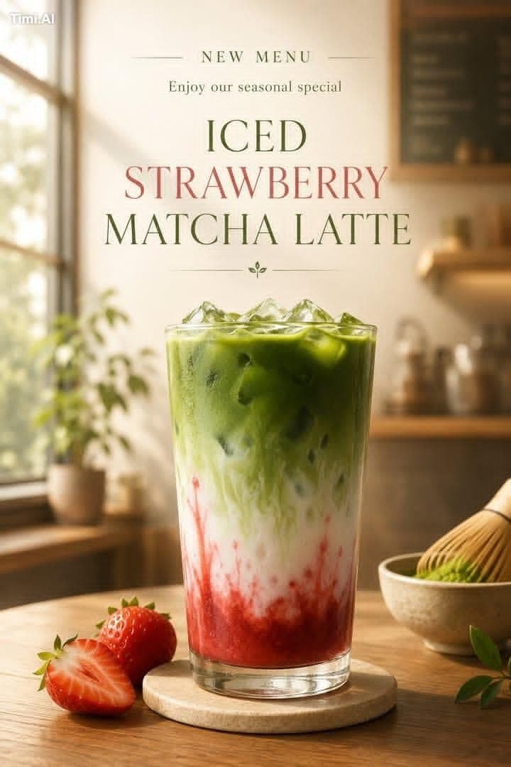 A premium café poster featuring [product/drink] in a stylish