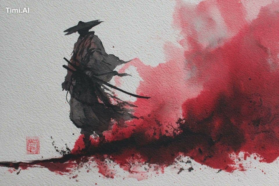 A traditional Japanese ink wash painting of a [subject], cre