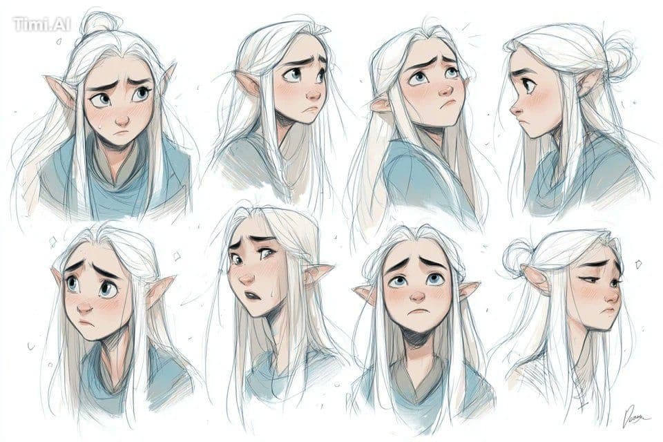 Character sheet sketch of a [subject], featuring multiple an