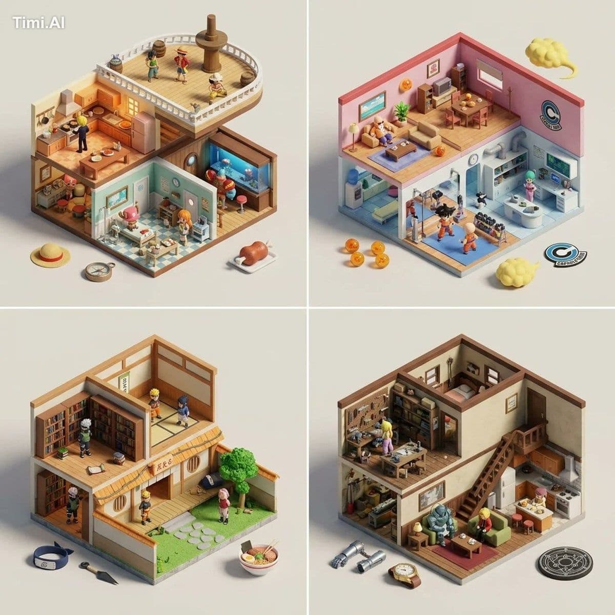 2x2 grid, 16:9, do this for 4 famous manga: input_topic ::= 