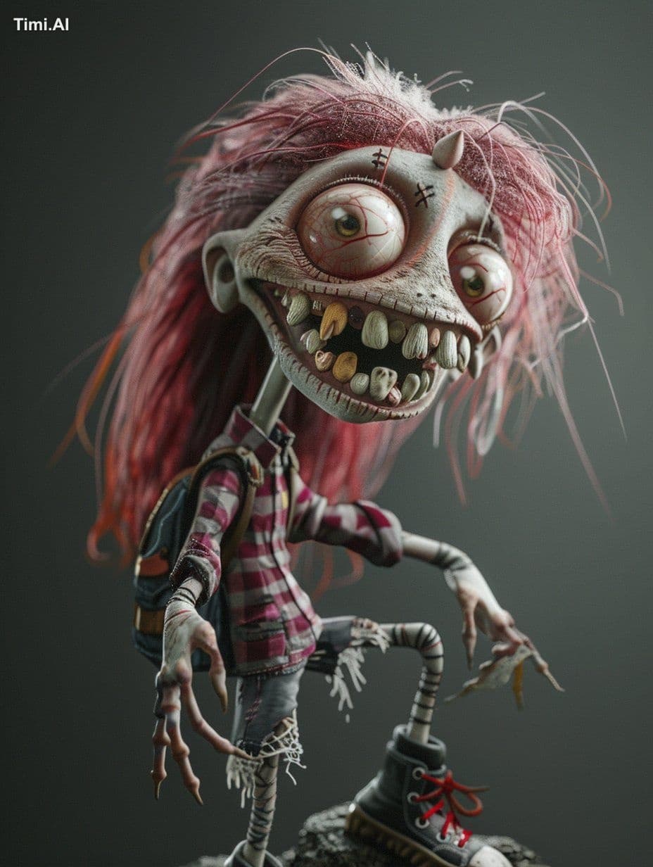 [SUBJECT] ,Character design for a humorous horror movie, cre