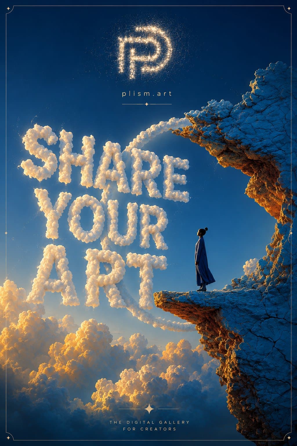 A dramatic and inspiring promotional poster for a digital ar