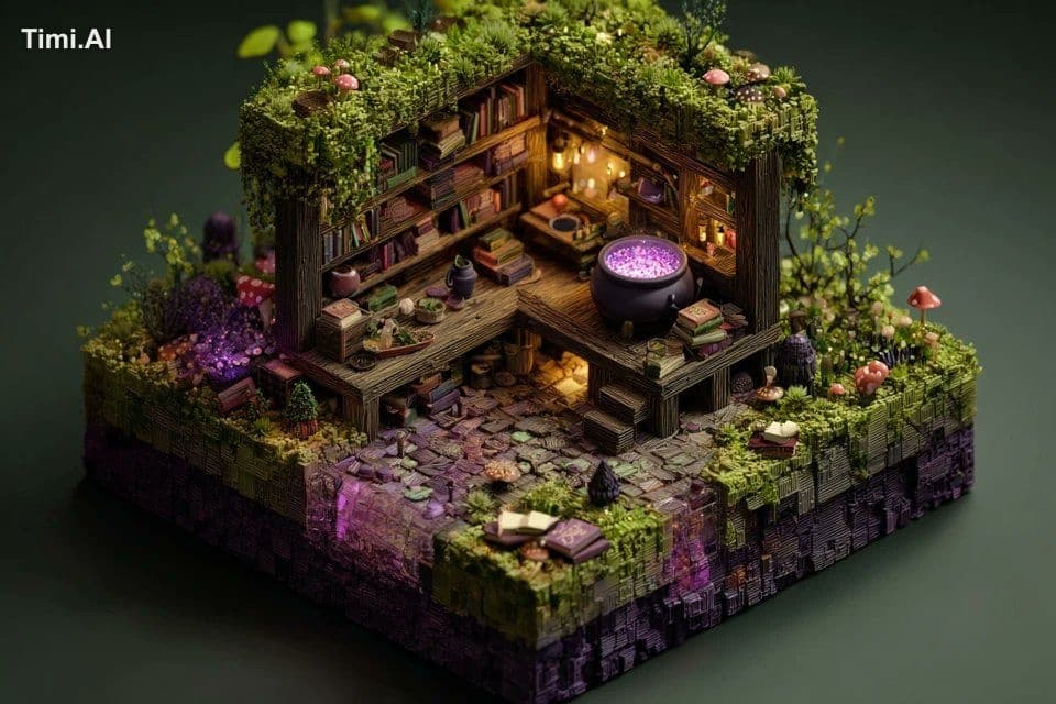 An isometric 3D illustration of a miniature [subject]-themed
