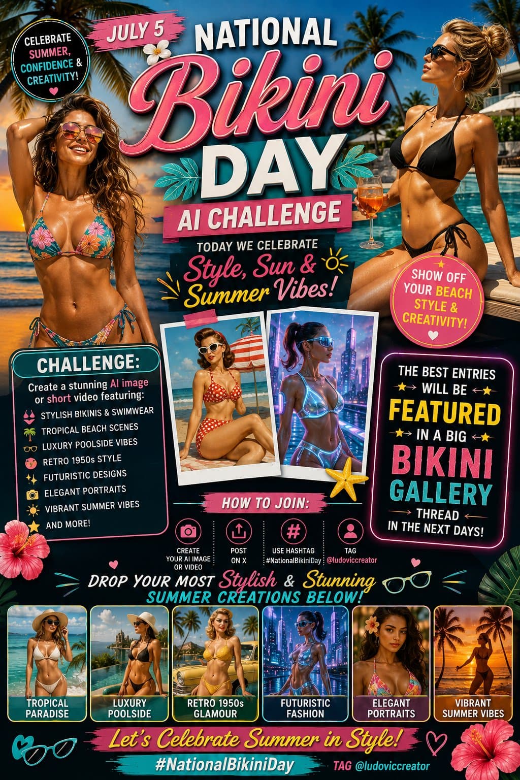 👙 National Bikini Day AI Challenge July 5  

Today is Natio
