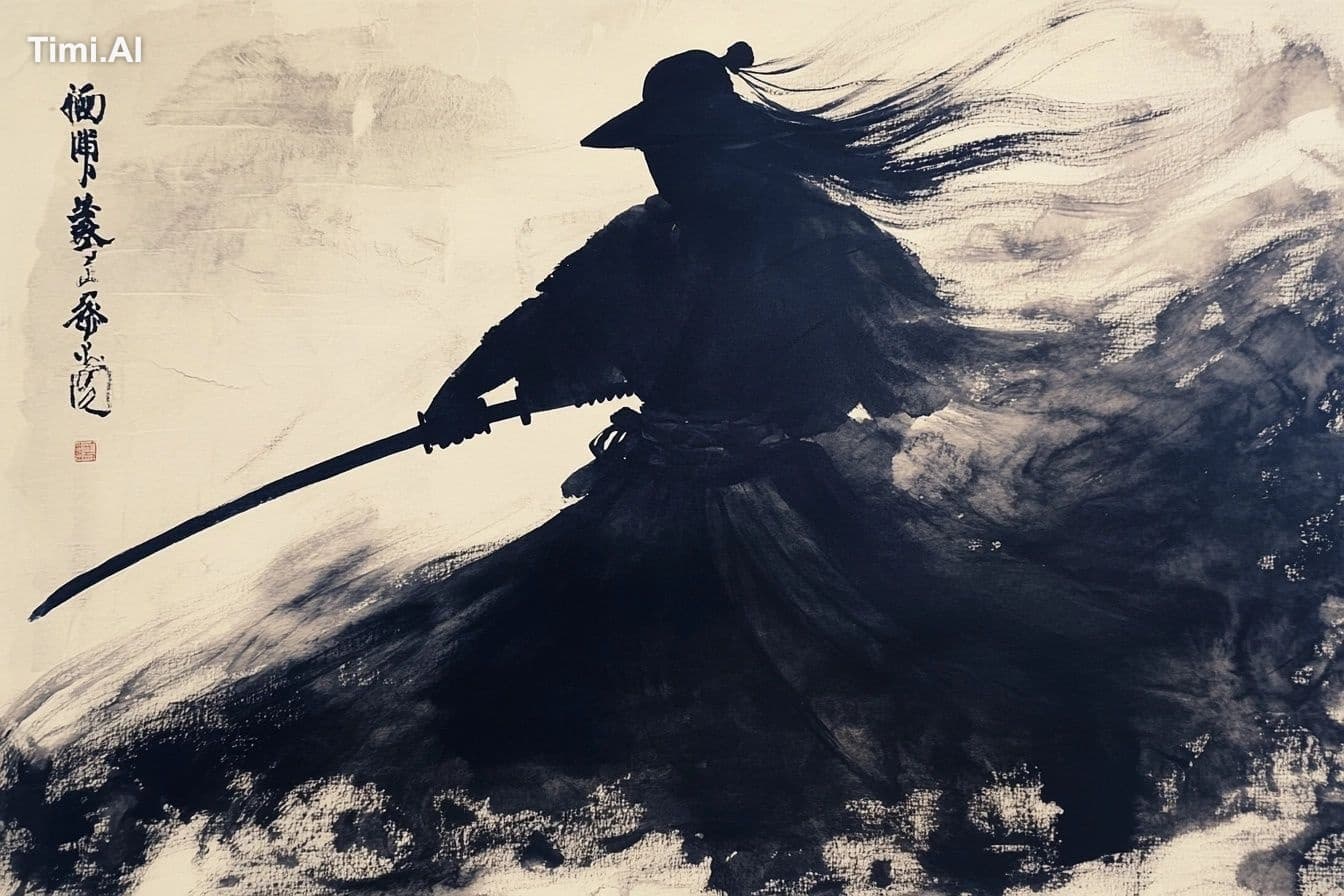 A traditional Japanese ink wash painting of a [subject], ren