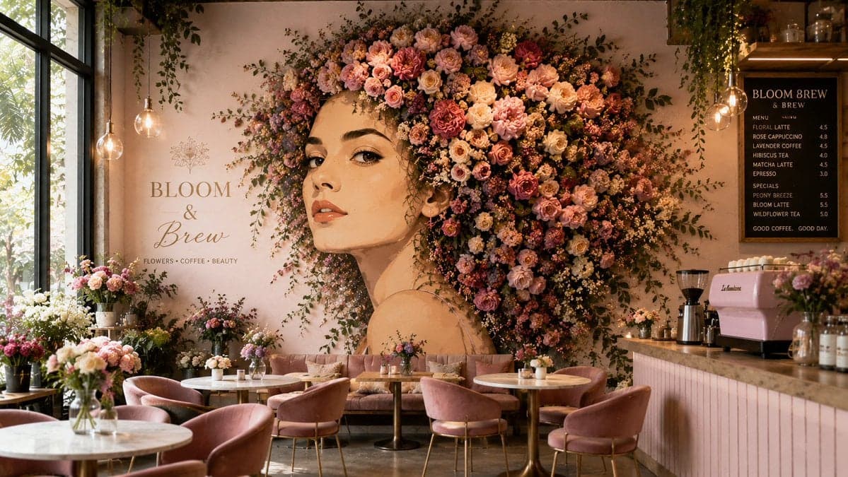 A beautifully designed [Theme] café featuring a monumental w