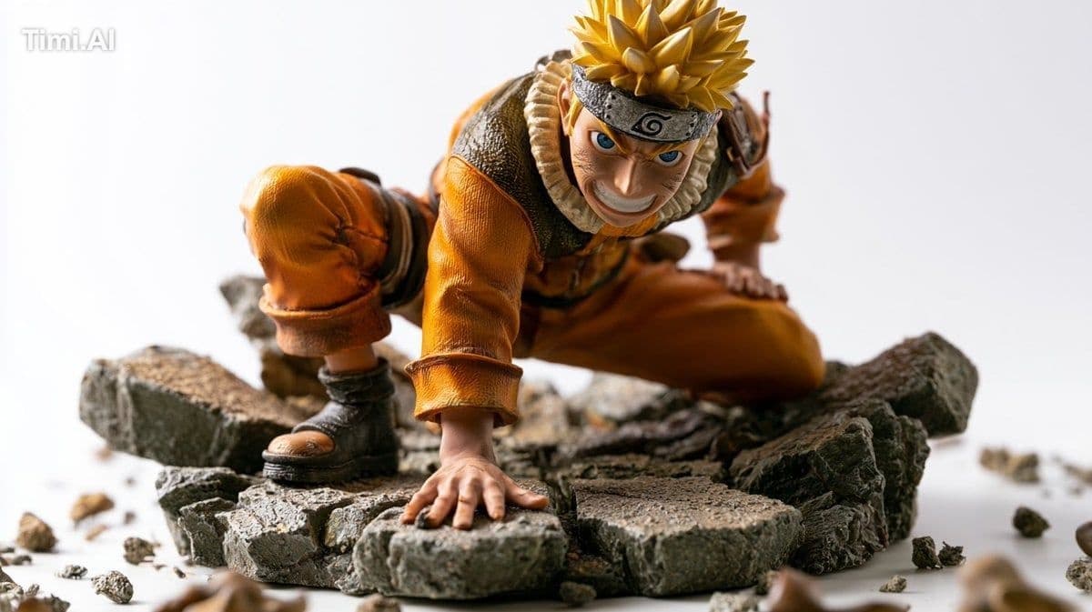 [Character] in his iconic pose, [Universe Name], standing on