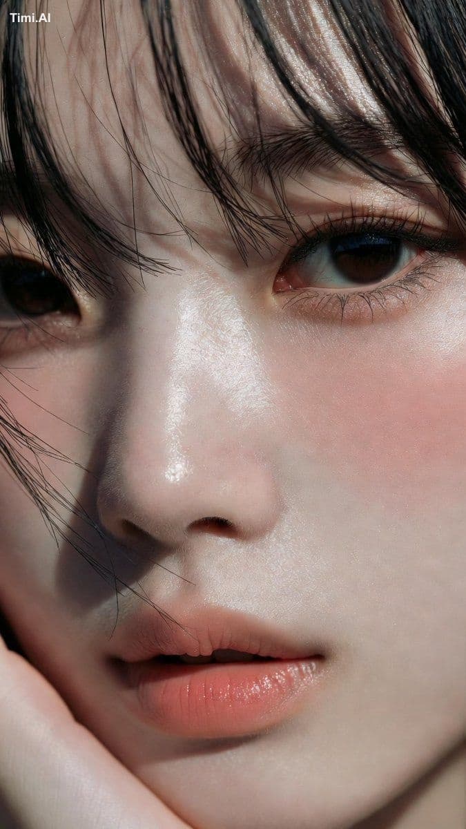 Ultra-realistic beauty photography, extreme intimate close-u