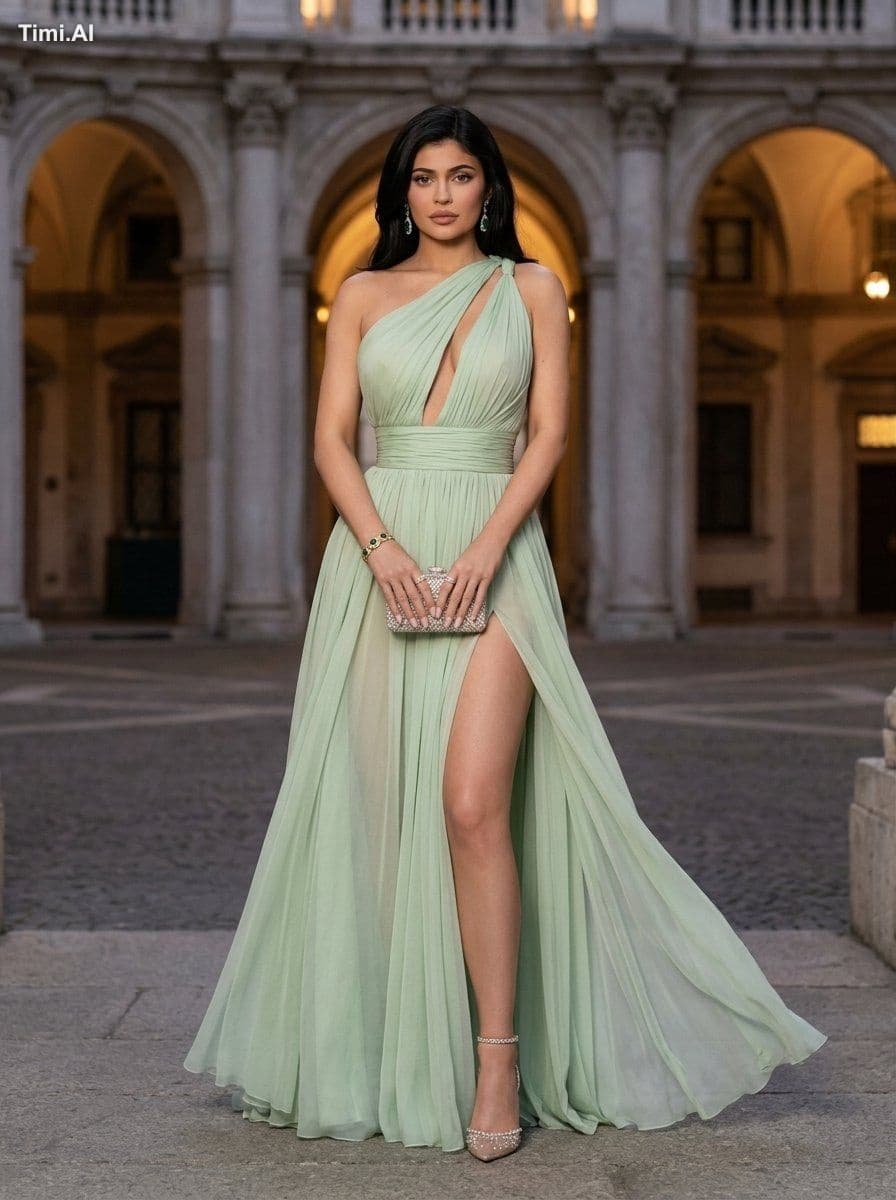 Create an ultra-realistic luxury evening fashion editorial u