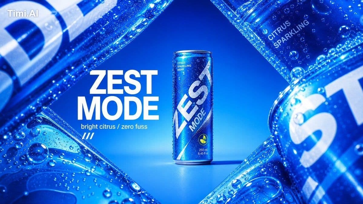 单色电商产品海报，16:9 横版——整张图只有一种品牌色[Brand Color]：背景、产品、边框元素、光线全部同色，