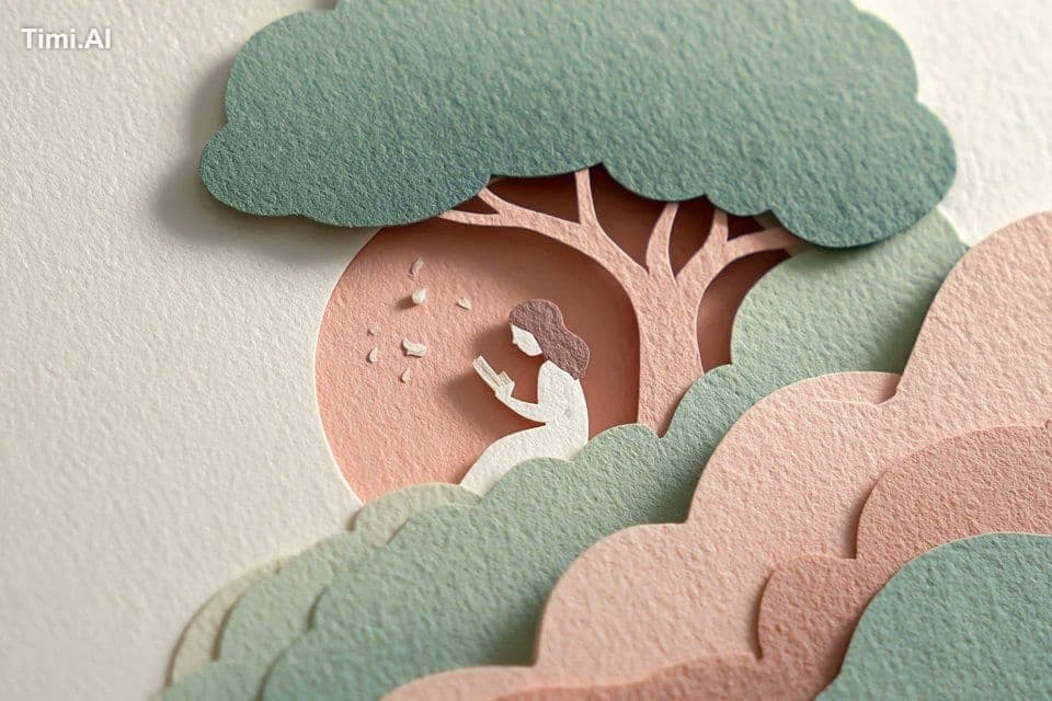 Layered paper-cut illustration of [subject], built with over