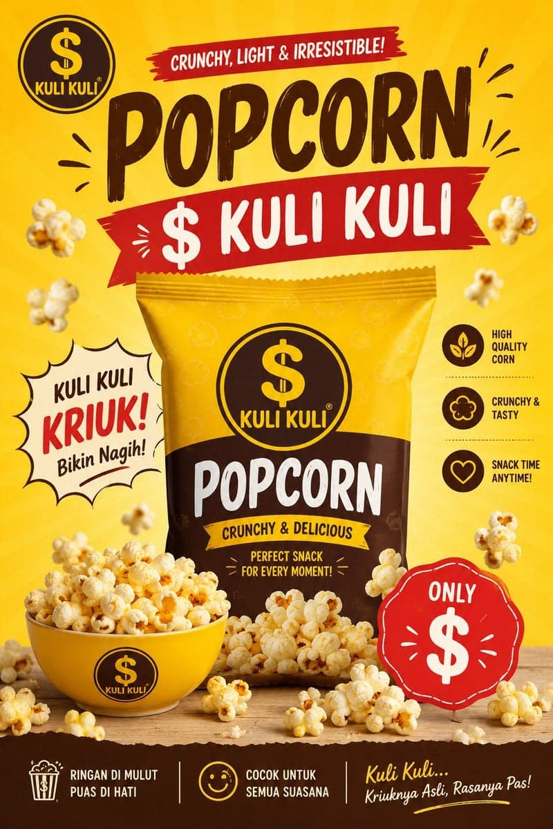 Premium Commercial Advertising Poster for "Popcorn $ Kuli Ku