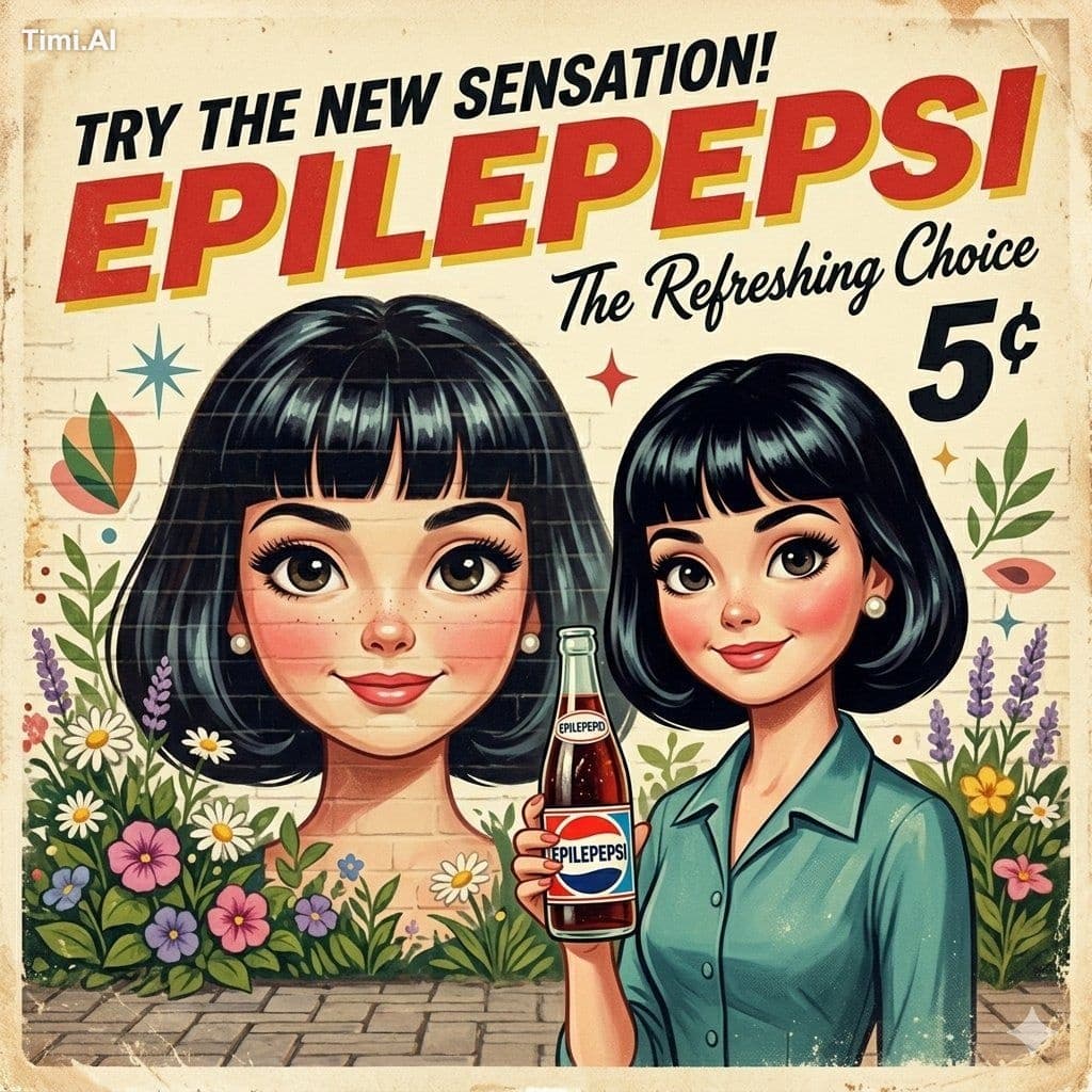 Mid-century 1950s–60s American vintage soda advertisement po