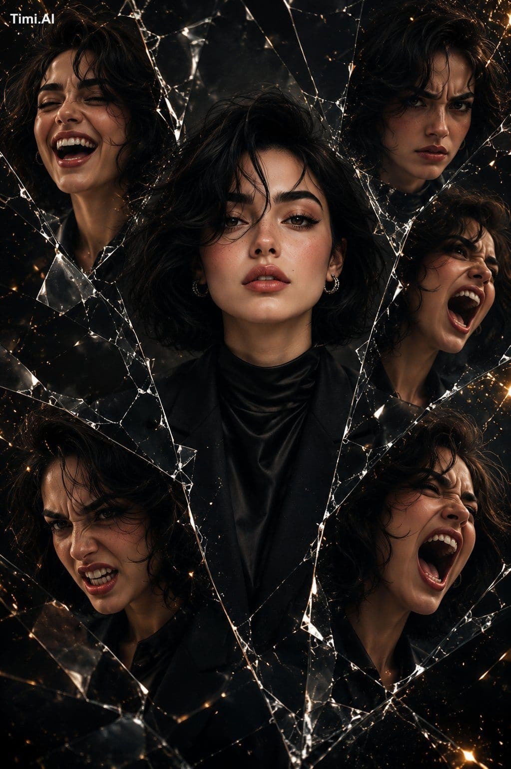 Create a hyper-realistic cinematic psychological portrait in