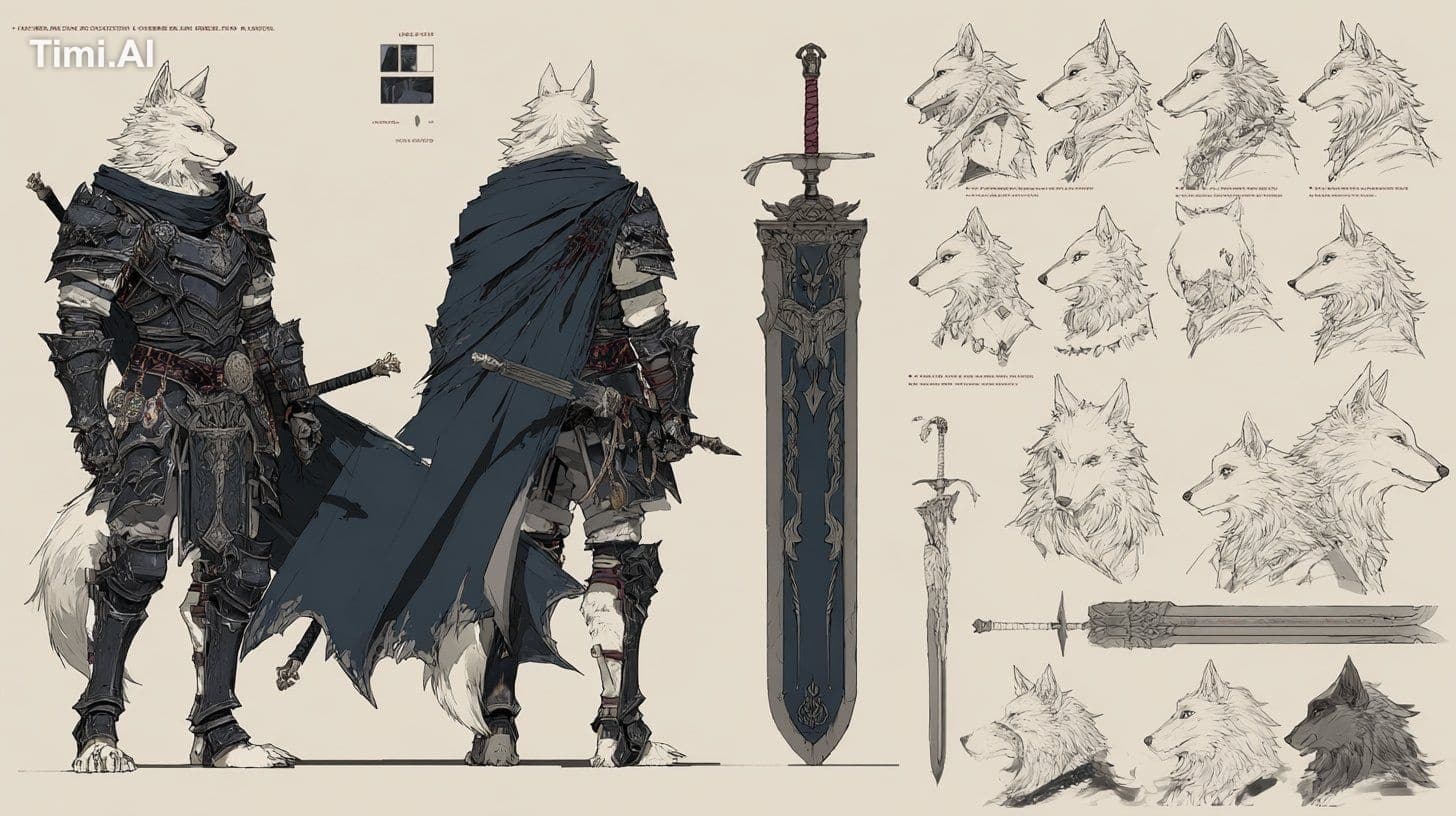 character design sheet for an [character description with ou