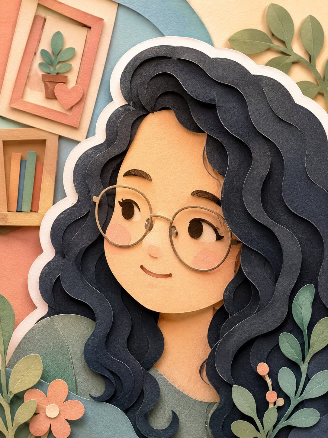 Convert this image into a soft, handcrafted paper-cut layere