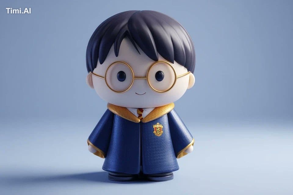 Chibi-style 3D vinyl toy of [subject], rendered in [color1] 