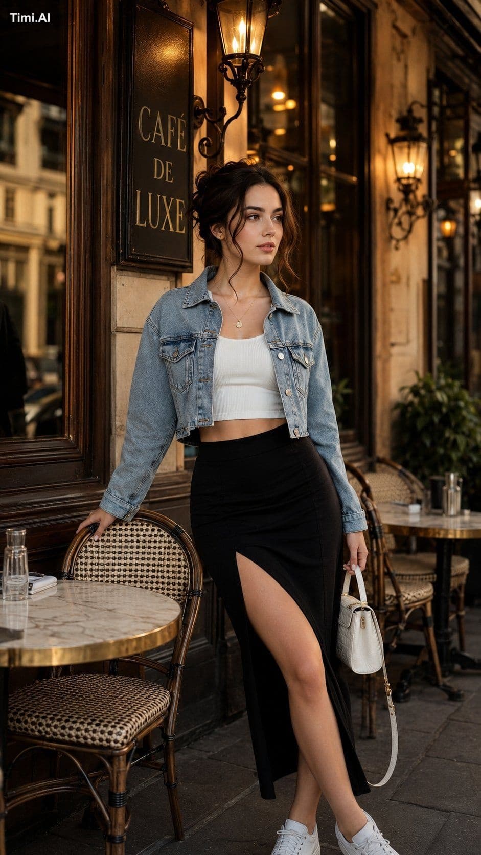Ultra-realistic cinematic fashion portrait of a stylish youn