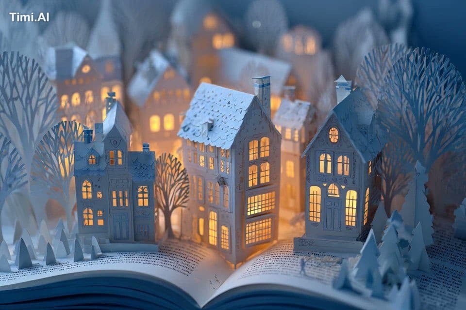 A 3D pop-up book illustration featuring a [subject], with la