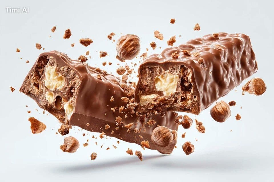 Exploding [food item] with [filling], broken into two pieces