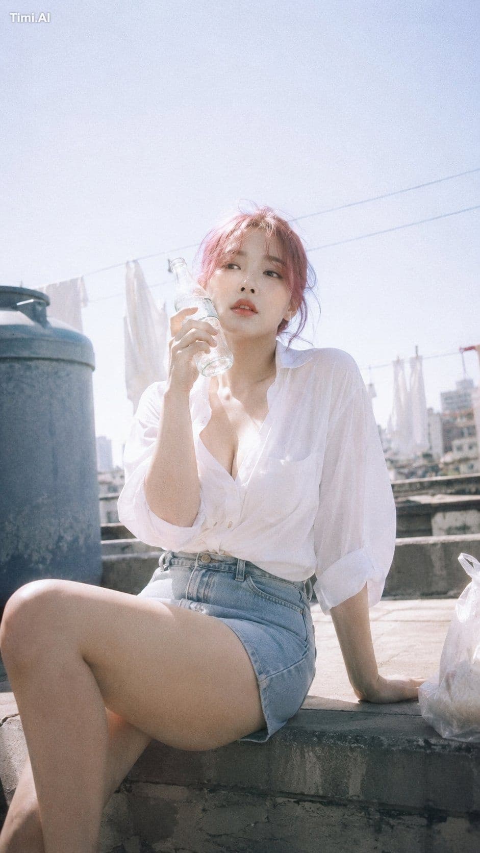 ---prompt---
Photorealistic natural Korean idol rooftop port