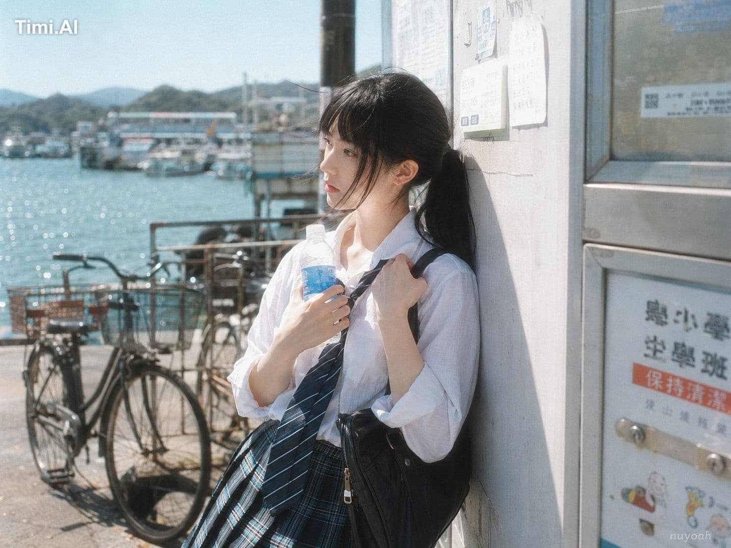 用途:photorealistic-natural,延续盛夏海港放学漫游写真摄影方案。图片 1 是本张主摄影参考,负责海