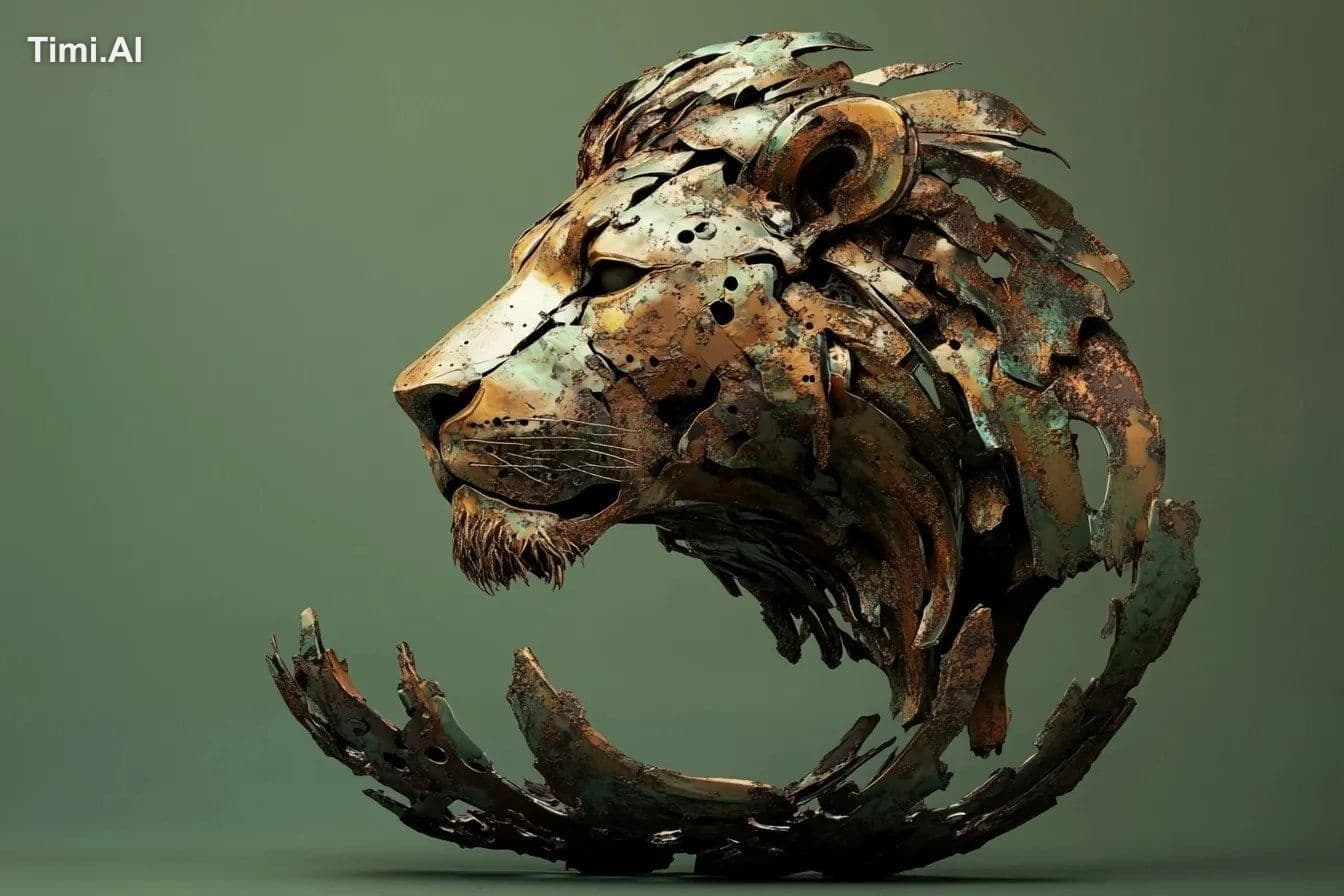 A 3D render of an abstract sculpture of [subject] made from 