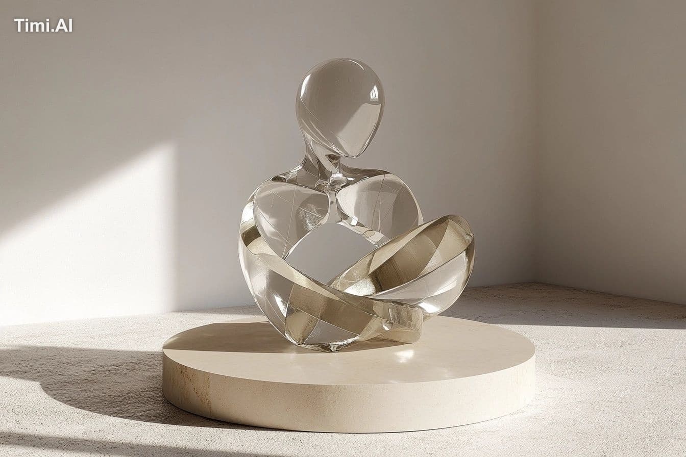 A 3D render of a geometric sculpture of [subject] formed by 