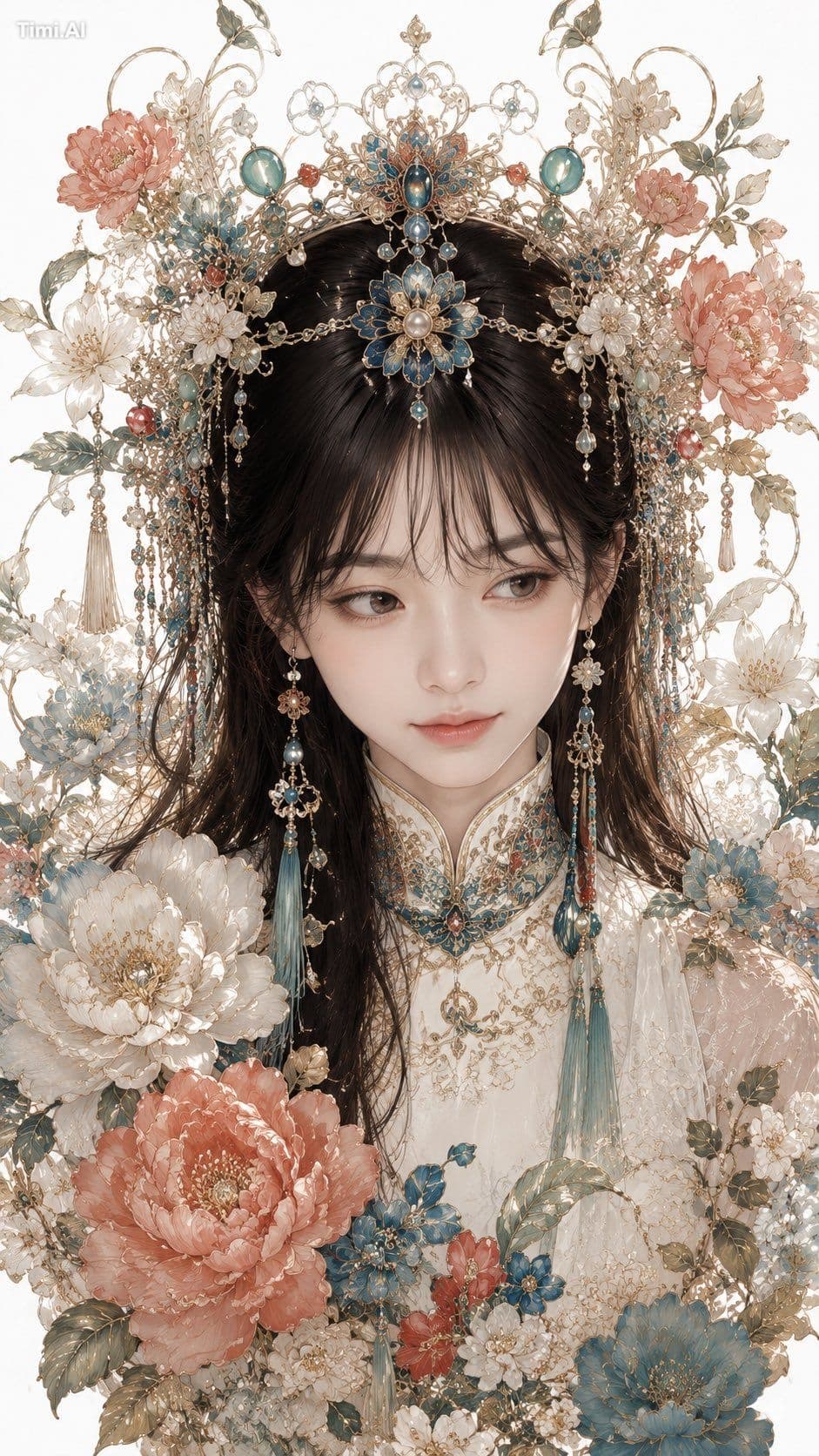 New Chinese-style couture portrait, anime-inspired gongbi il