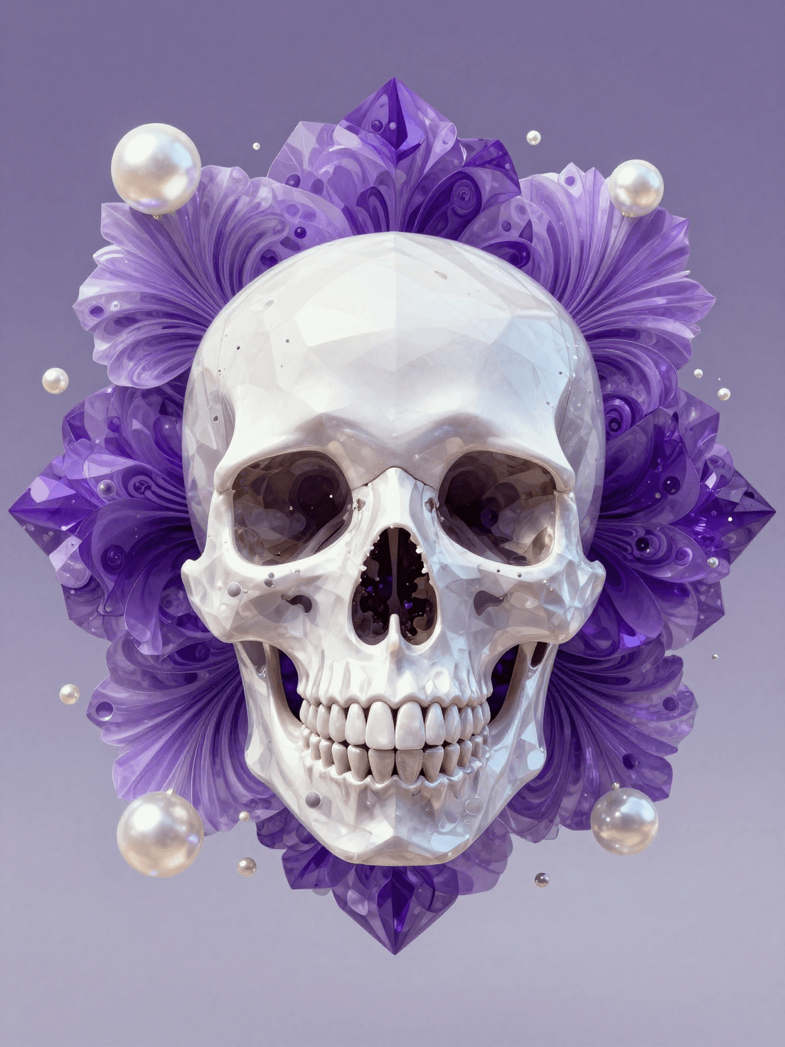 A Crystal Skull depicted in an Interdimensional Polygon Bloo