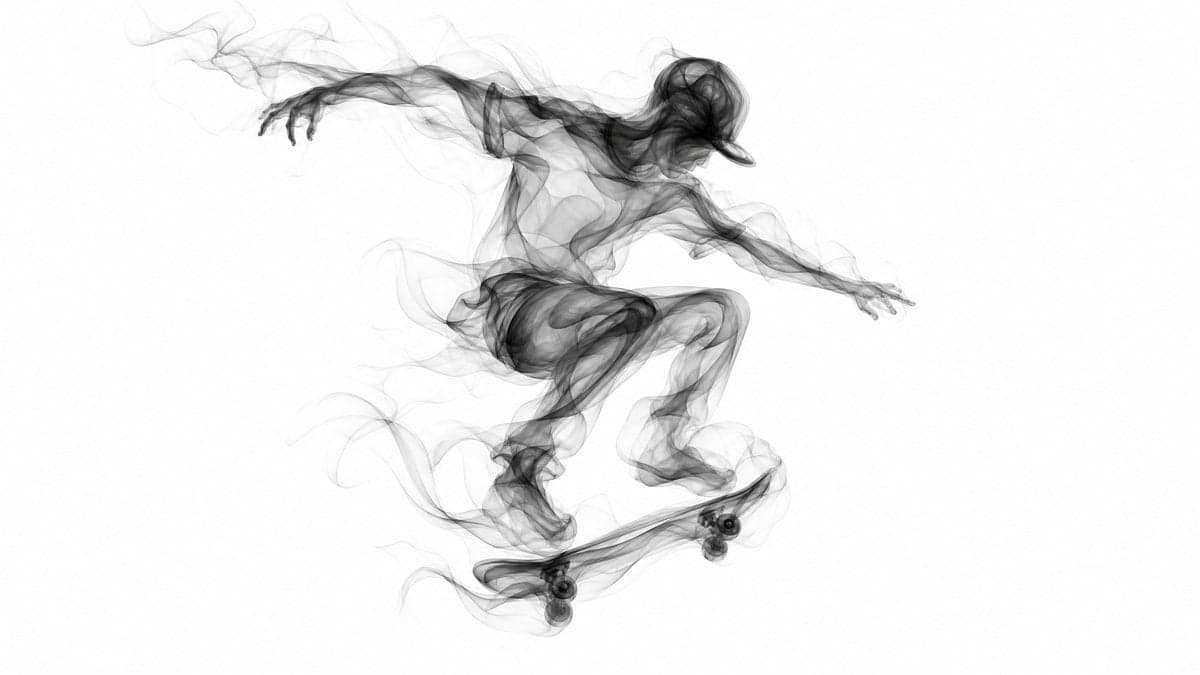 [Subject] formed entirely from graceful flowing smoke ribbon