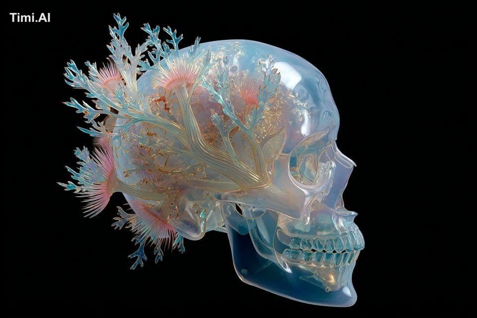 A [subject] sculpted from bioluminescent coral and vibrant s