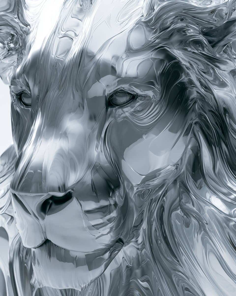[SUBJECT] envisioned as a Monochromatic Liquid Metal Visage,