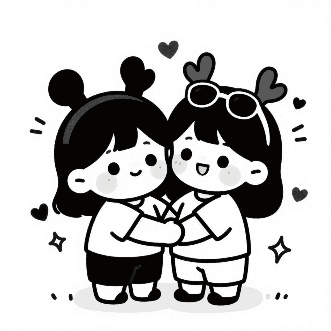 Transform the uploaded photo into a cute black-and-white han
