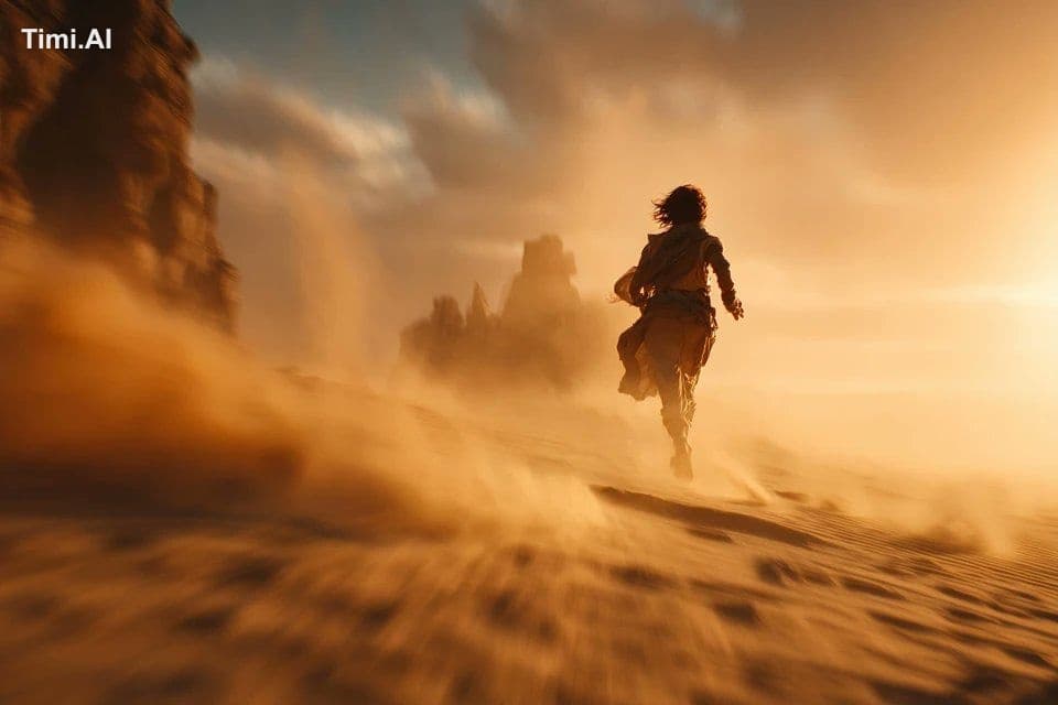 A cinematic tracking shot of a [subject] sprinting through a