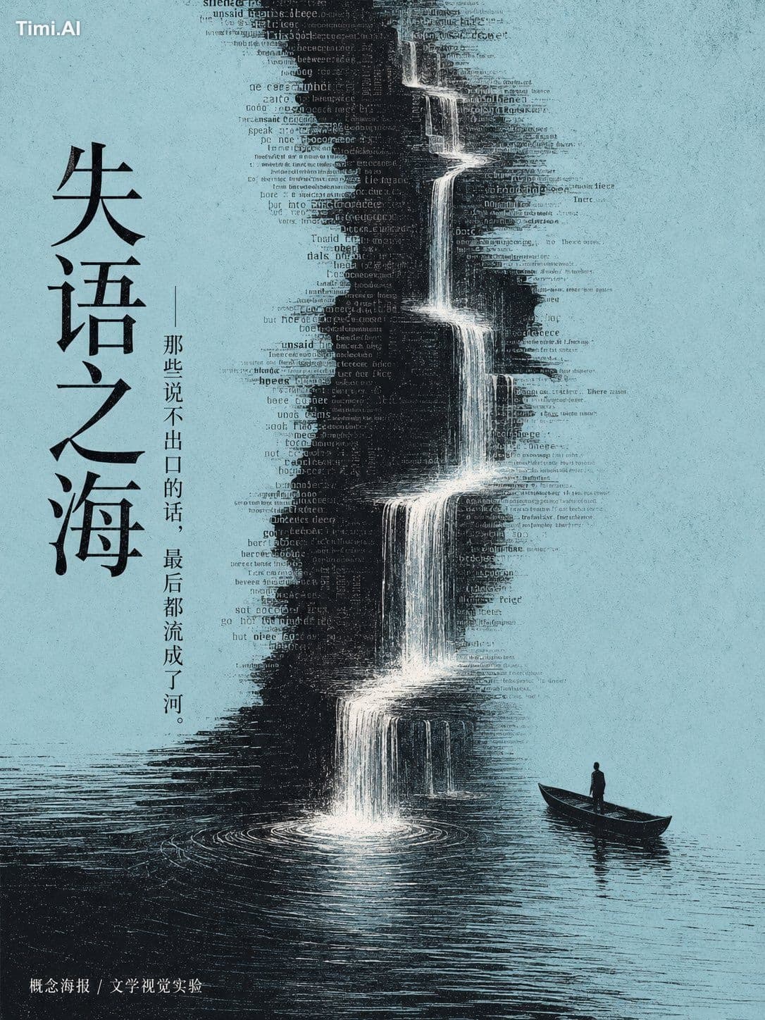 通用提示词：

生成一张竖版 3:4 的中文概念文学海报，必须是一张已经完成中文排版的成品海报。

整体风格为：文学感视