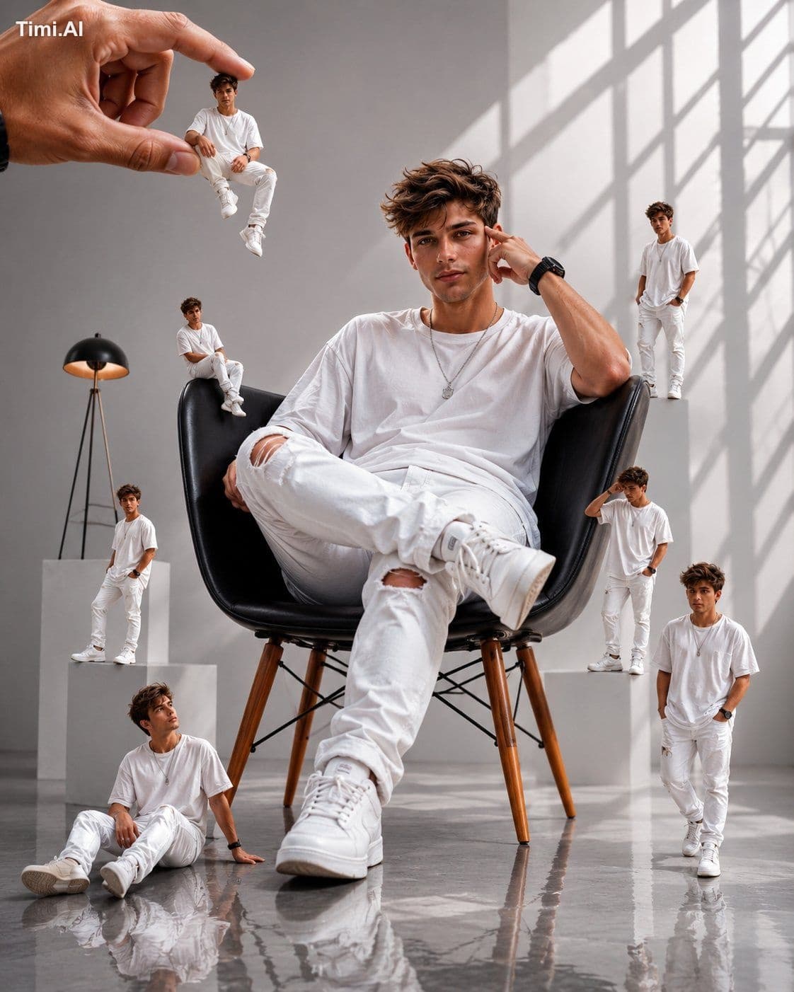 Create an ultra-realistic, high-fashion editorial photograph
