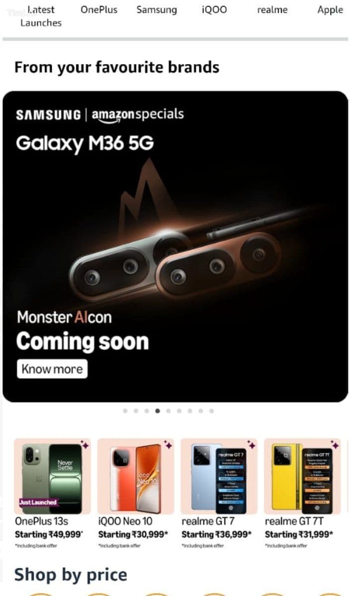 The Galaxy M36 5G is launching soon in India.
The promotiona