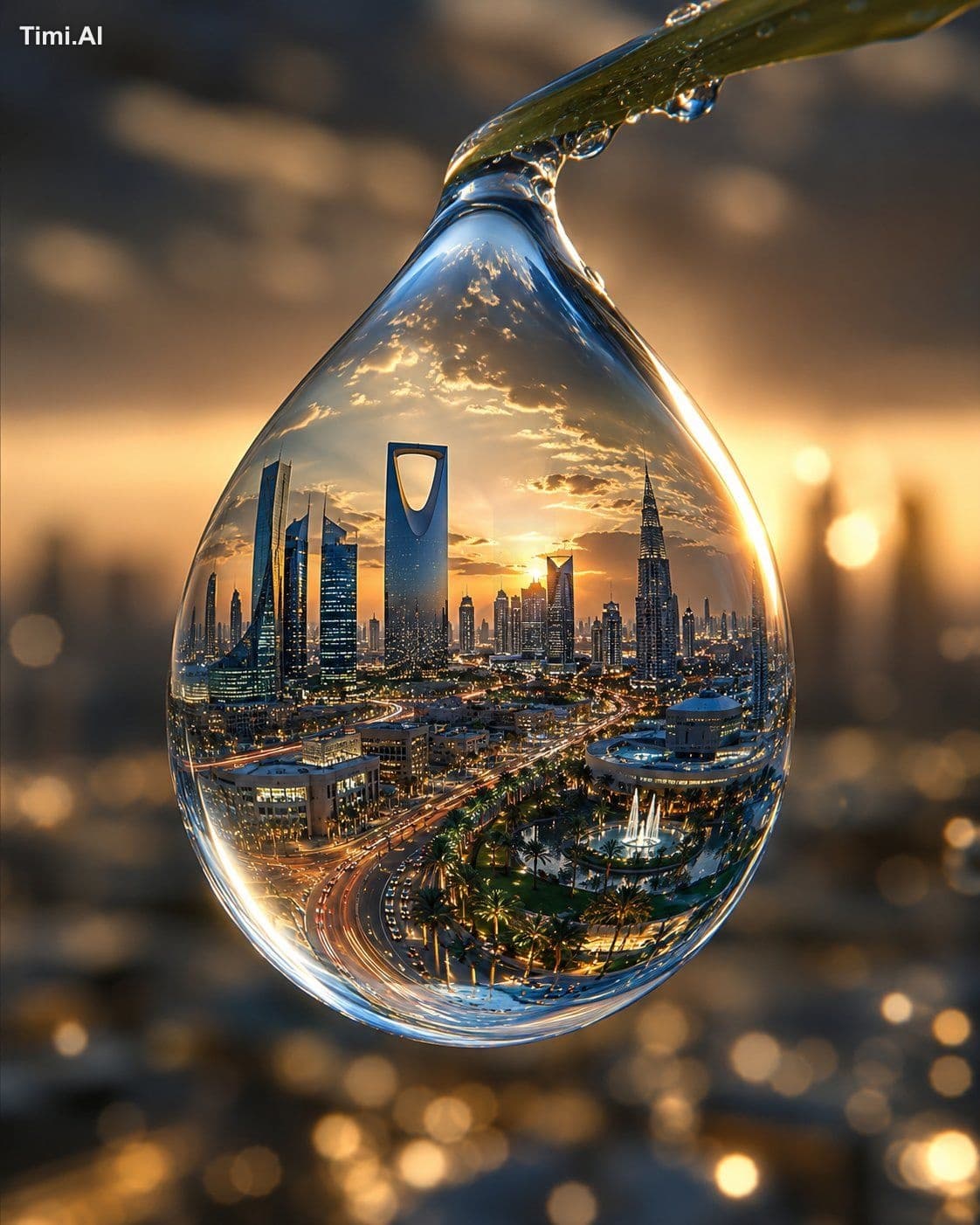 Ultra-macro surreal shot of a crystal-clear water droplet co