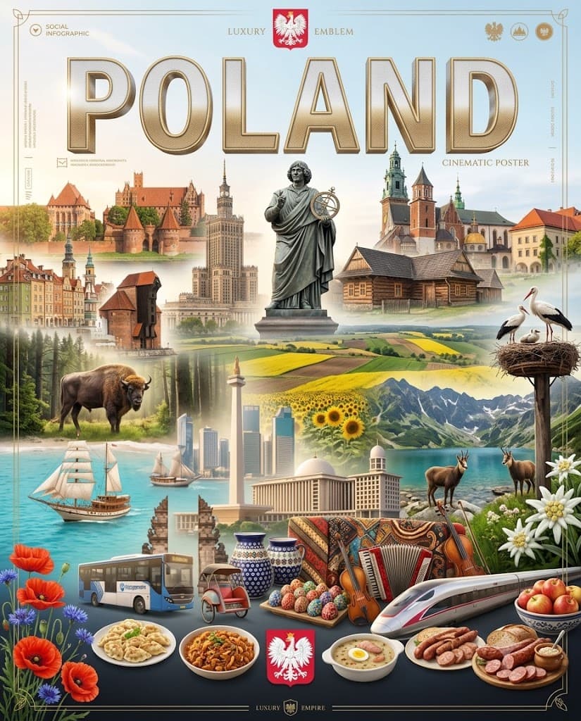 A cinematic luxury infographic poster celebrating **[COUNTRY