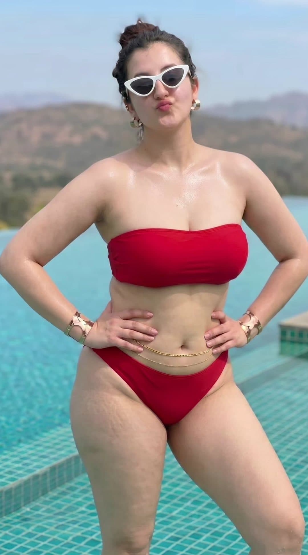 A stunning photorealistic portrait of a confident curvy Indi