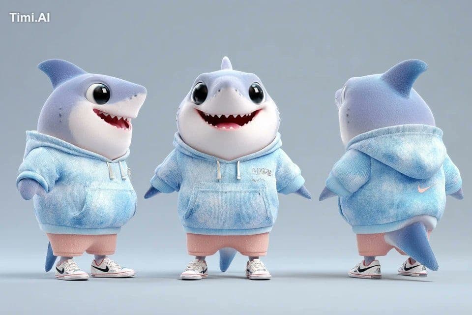 A cute anthropomorphic [subject] in triple view: front-left,