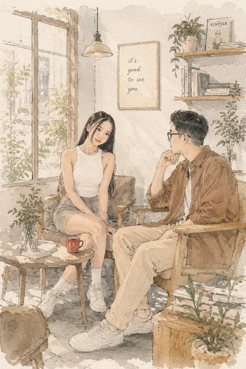 Create a delicate contemporary Japanese lifestyle illustrati