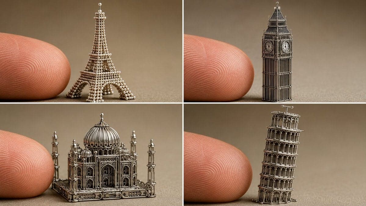 2x2 grid, 16:9, do this for 4 famous international monuments
