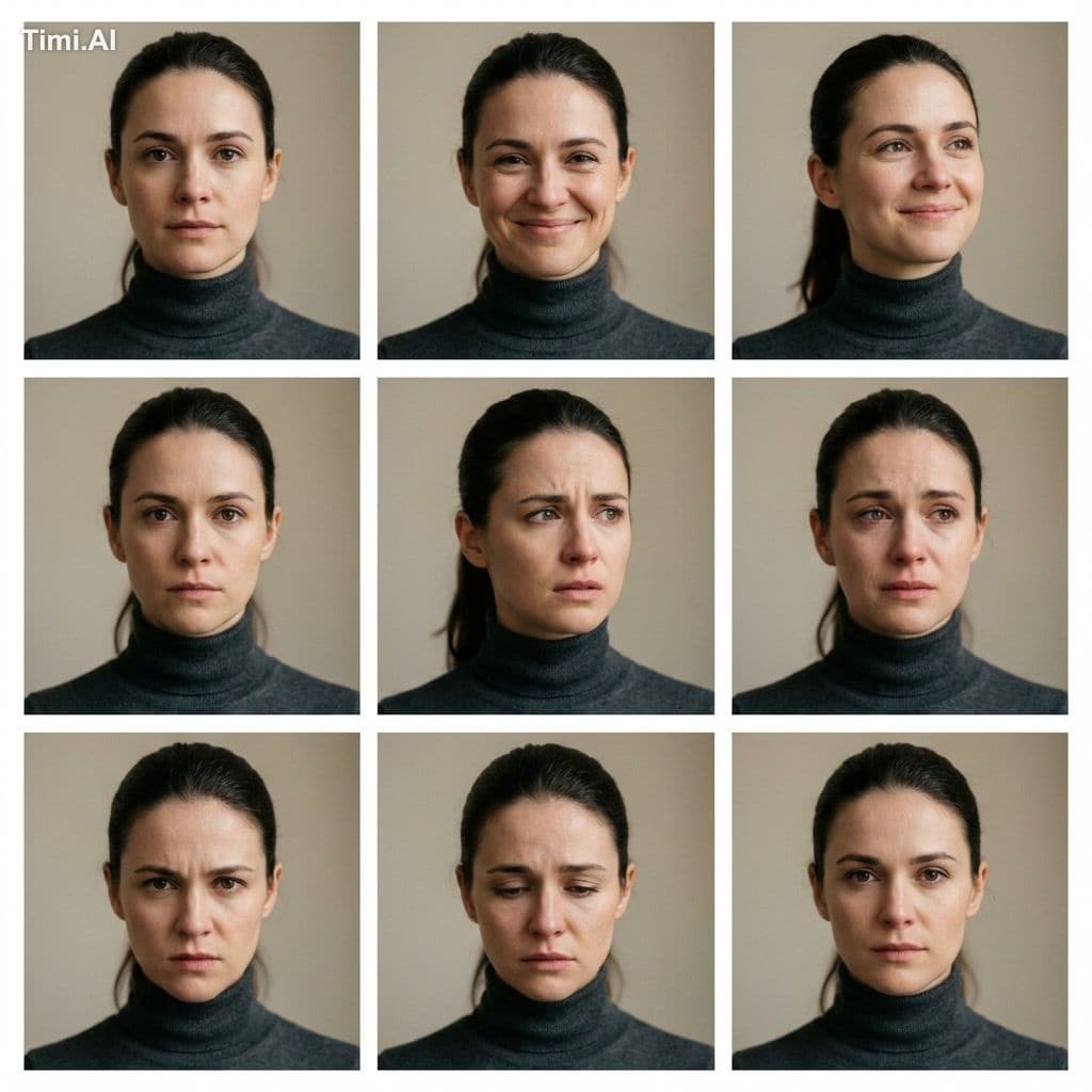 grid for showing different emotions with one prompt  @Leonar